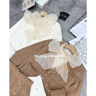 Set dạ tweed nhũ 4 túi Miin