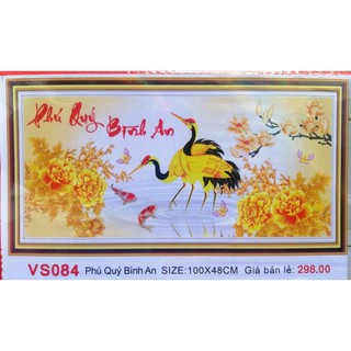 Tranh đính đá Phú quý bình an 100x48cm VS084