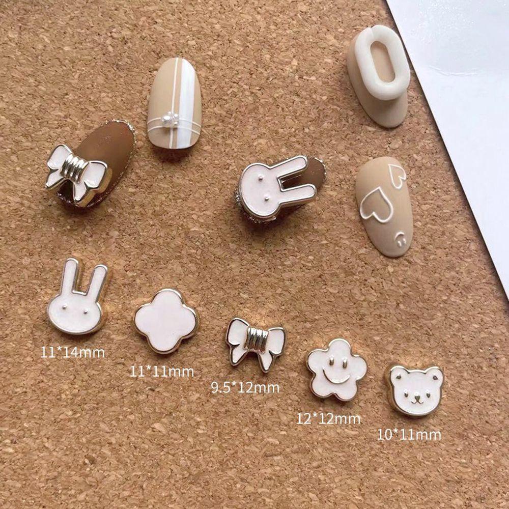 Set 10 Phụ Kiện Trang Trí Móng Tay Nghệ Thuật Hình Gấu / Thỏ Hoạt Hình Phnom Penh Bằng Kim Loại
