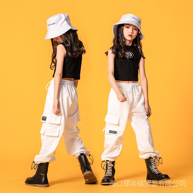 Bộ Trang Phục Nhảy Hip Hop Tay Ngắn Thời Trang Mùa Hè Cho Bé Gái