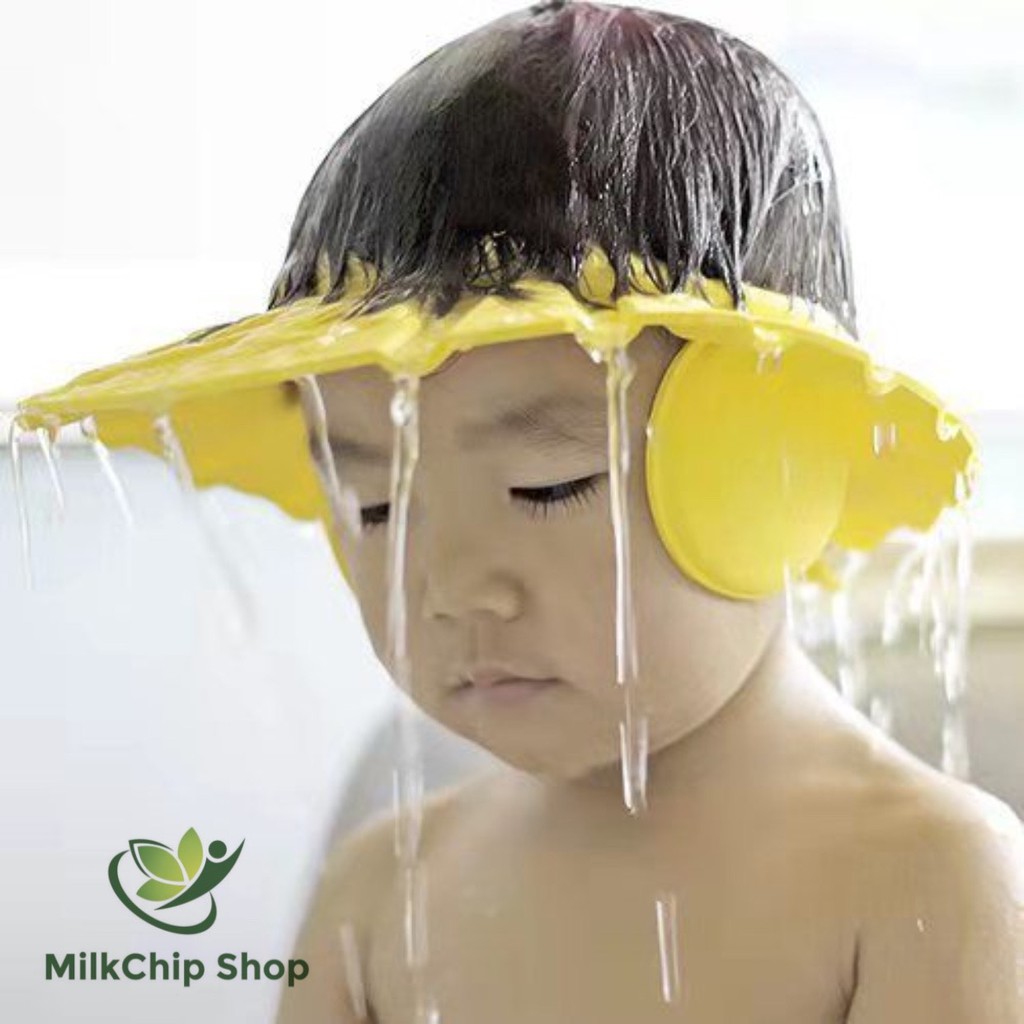 Mũ gội đầu cho bé, mũ tắm chắn nước che tai bằng xốp an toàn cho bé yêu AT012