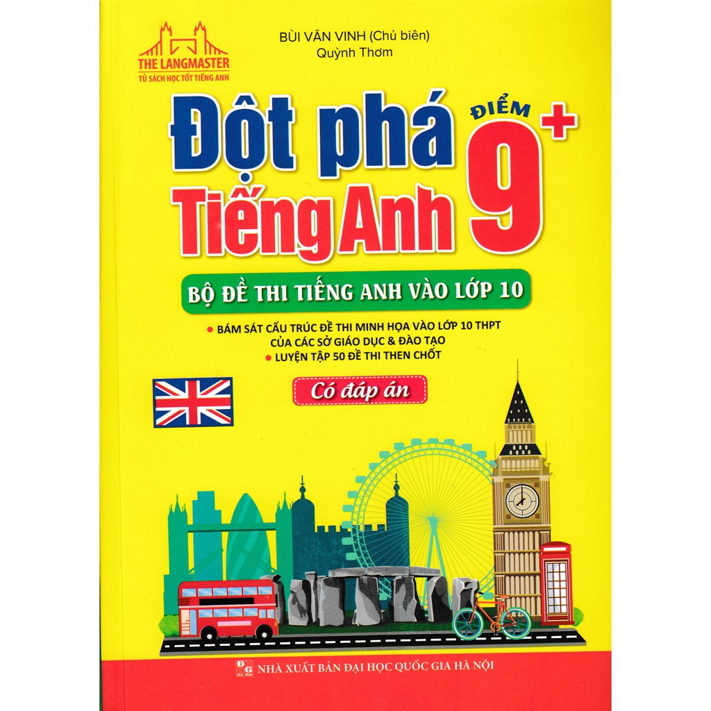 Sách - Đột Phá Tiếng Anh Điểm 9+, Bộ Đề Thi Tiếng Anh Vào Lớp 10 - Có Đáp Án