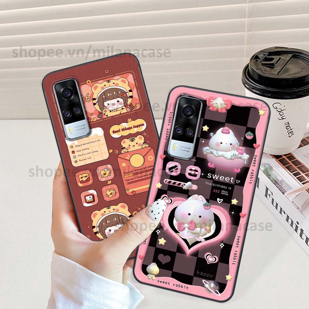 Ốp Vivo Y51 2020 hình đồng hồ icon gấu mèo cute cực dễ thương ngộ nghĩnh