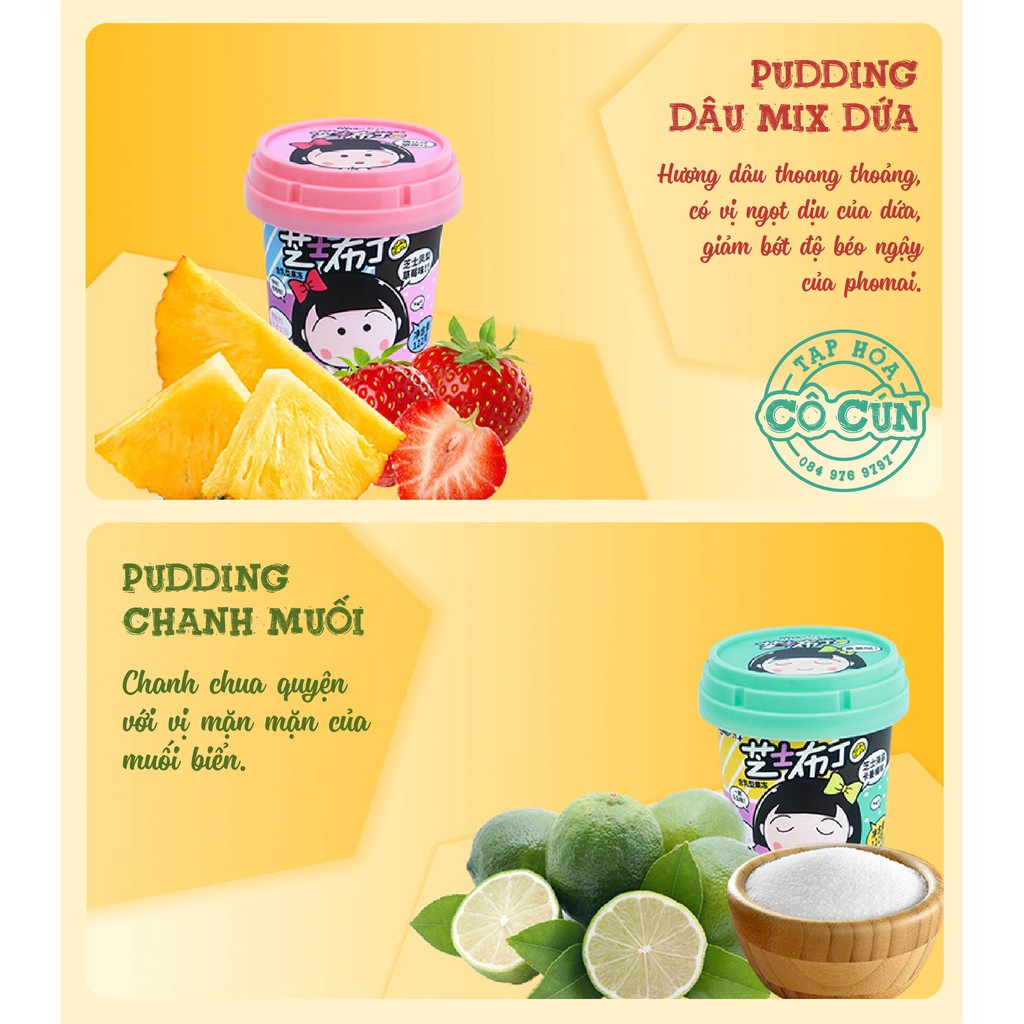 Thạch Pudding Phô mai Maruko - hộp xinh xắn kèm thìa, đủ vị trái cây thơm ngon