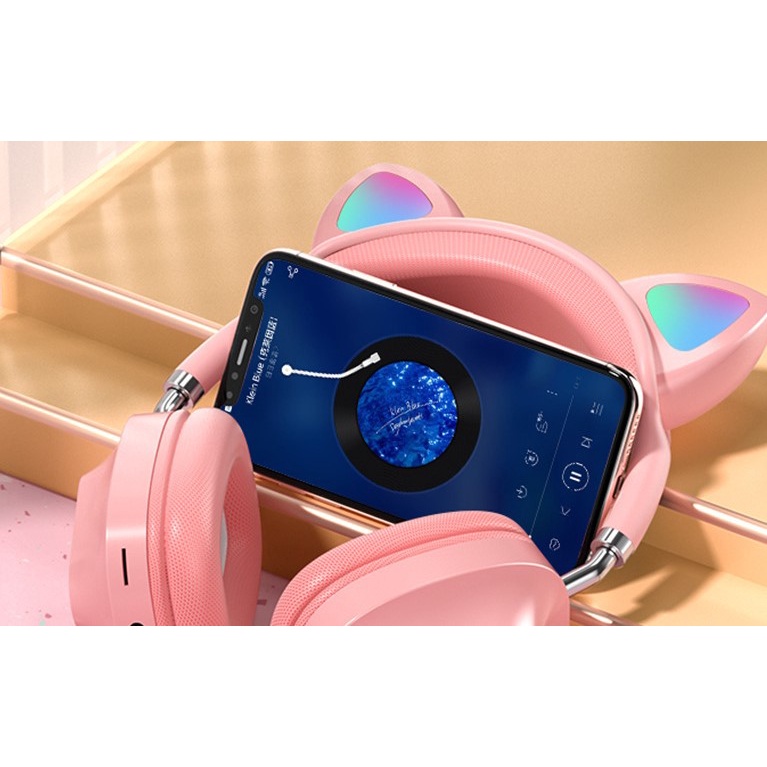 Tai Nghe/Headphone Mèo Bluetooth 5.0 STN06 Tích Hợp Dạ Quang Phát Sáng Âm Thanh Nổi Kiểu Dáng Dễ Thương