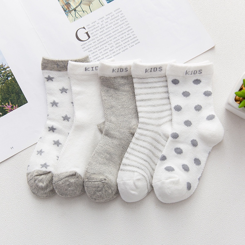 Set 5 Đôi Vớ Lưới Cotton Siêu Mỏng Thoáng Khí Mới Cho Bé 0-5 Tuổi
