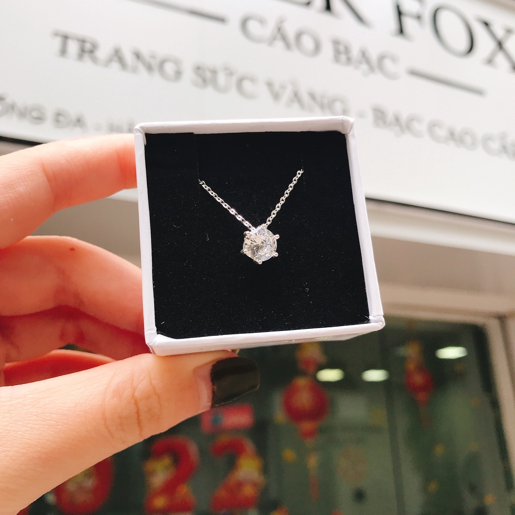 Dây Chuyền Bạc Ta S925 Cao Cấp Thanh Lịch CaoBac Silver Sáu Chấu Lấp Lánh Đơn Giản, Sang Trọng Cho Bạn Gái