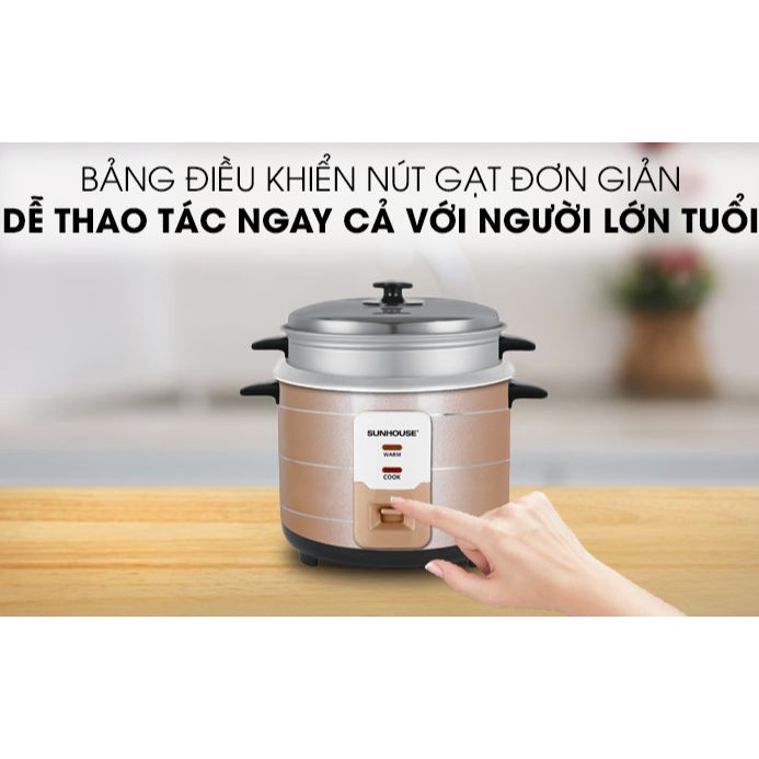 Nồi cơm điện Sunhouse 1.8 lít SHD8125-Chính Hãng trưng bày-Nấu cơm công nghệ nấu 1D