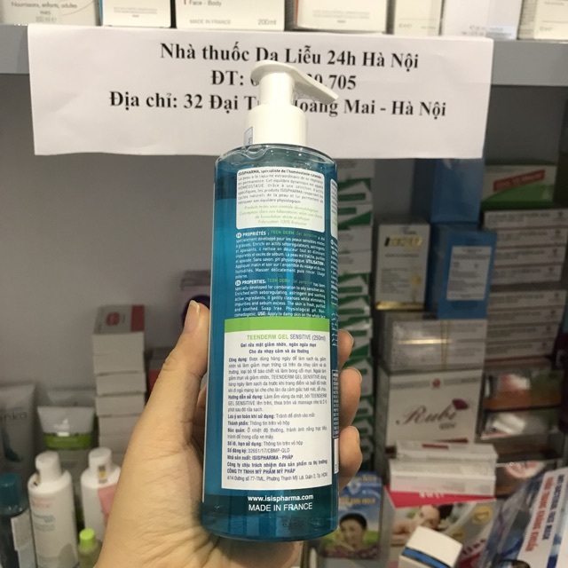 Isis PHARMA TEENDERM GEL SENSITIVE 250ml - CHÍNH HÃNG sữa rửa mặt