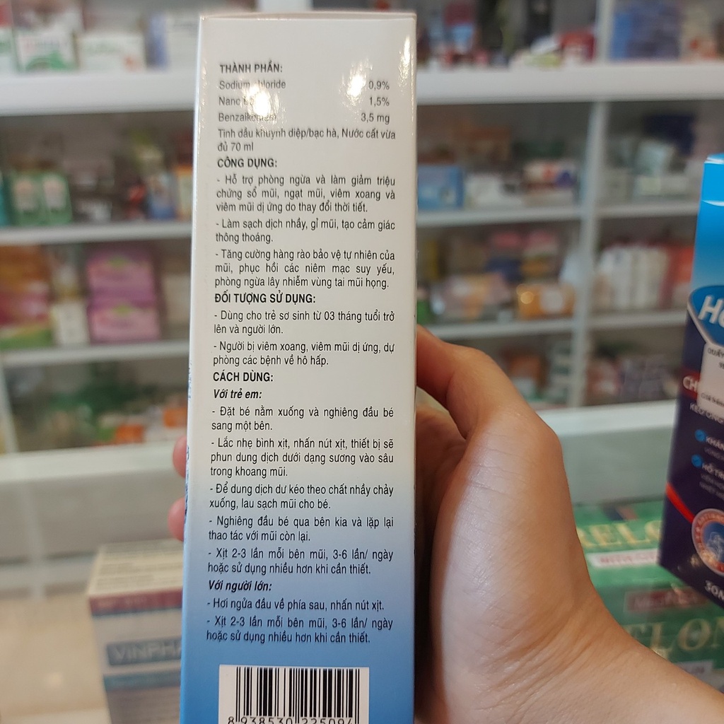 DUNG DỊCH XỊT MŨI STENUTRI NANO BẠC - LÀM SẠCH MŨI, GIẢM SỔ MŨI, NGẠT MŨI, VIÊM XOANG (70ML/CHAI)
