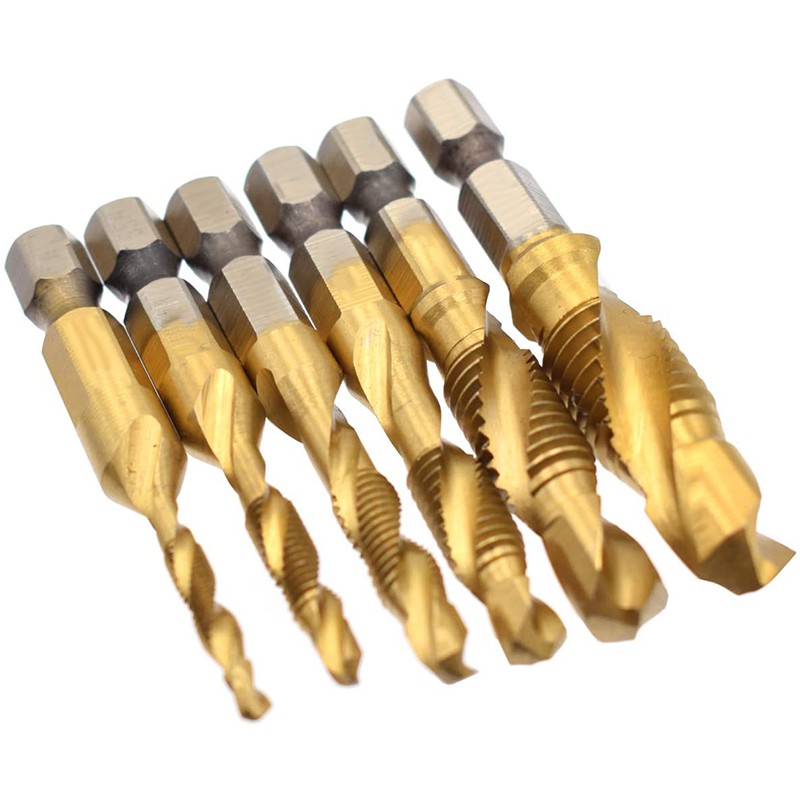 7 Pcs 1/4 Inch Metric Thread Tap with Automatic Center Punch