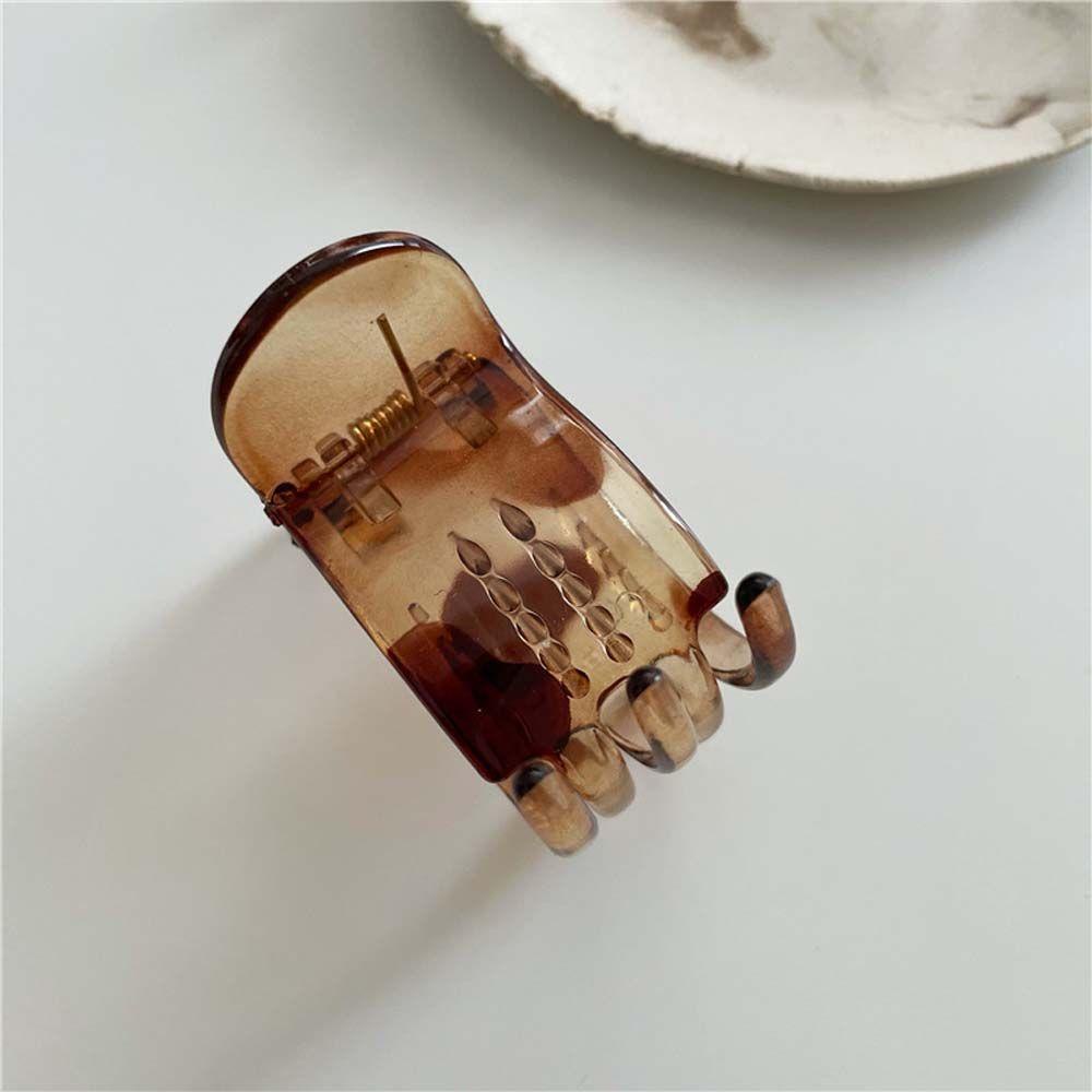QQMALL Kẹp Tóc Càng Cua Cố Định Tóc Đuôi Ngựa Màu Trơn Trong Suốt Kiểu Vintage