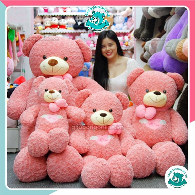 Gấu Bông Teddy Cao Cấp Angel hồng lông xoắn 80cm - 1m1 - 1m3 - 1m6. Quà tặng Đẹp và ý nghĩa.