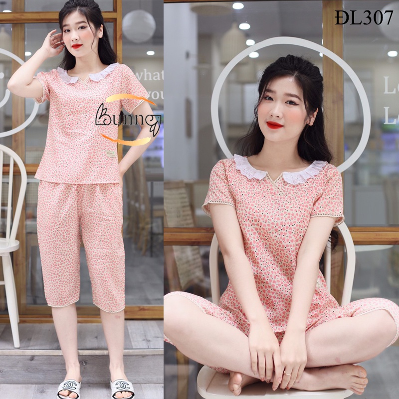 [Bunny] ĐỒ BỘ NỮ MẶC NHÀ CHẤT LIỆU LỤA MỀM MÁT TAY CỘC QUẦN LỬNG  CỔ V ĐÁP ZEN ĐIỆU ĐÀ