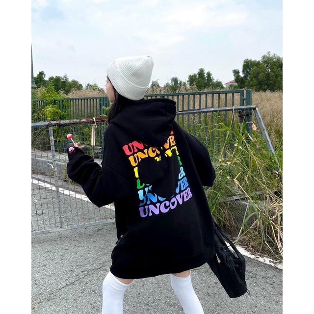 Áo Hoodie Nỉ Uncover Unisex Thời trang Form Rộng Trẻ trung, Thoải Mái - Áo Khoác Ngoài Có mũ, Túi Trước -2 màu Đen trăng | BigBuy360 - bigbuy360.vn