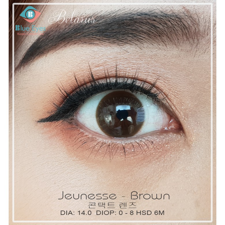 Kính áp tròng cận Blue Eyes - JEUNESSE BROWN - Lens cận màu nâu nhẹ nhàng tự nhiên - lens nhập khẩu chính hãng Hàn Quốc