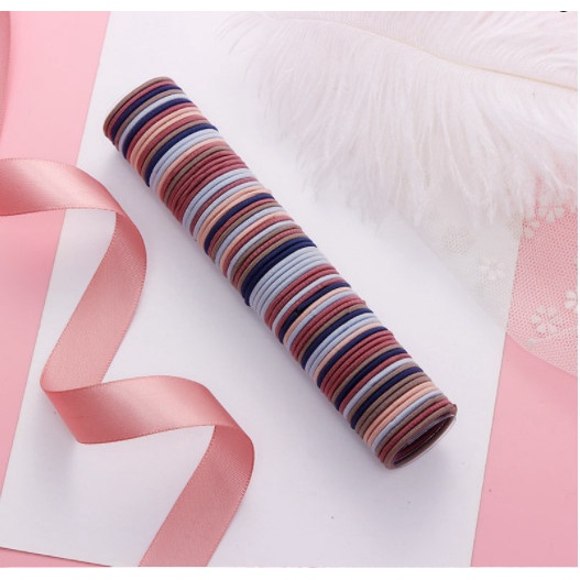 Set 50 Dây Cột Tóc Co Giãn Nhiều Màu Thời Trang Mềm Mại Xinh Xắn cho bé gái, con gái