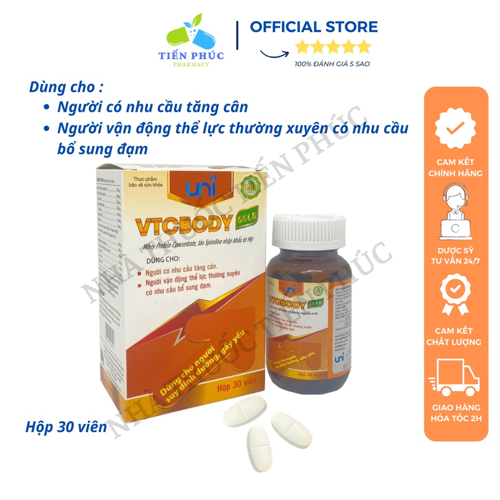 Tăng cân tảo VTCBOBY GOLD dùng cho người có nhu cầu tăng cân , vận động thể lực thường xuyên Hộp 30Viên