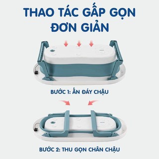 Free ship chậu tắm gấp gọn có nhiệt kế tiện dụng kèm phao cho bé yêu - ảnh sản phẩm 4