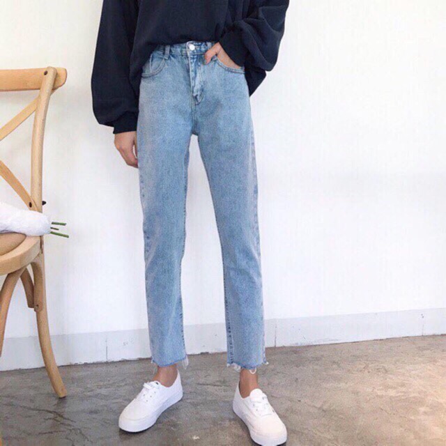 Quần baggy xanh trơn tua gấu siêu hót [kèm ảnh thật] | BigBuy360 - bigbuy360.vn