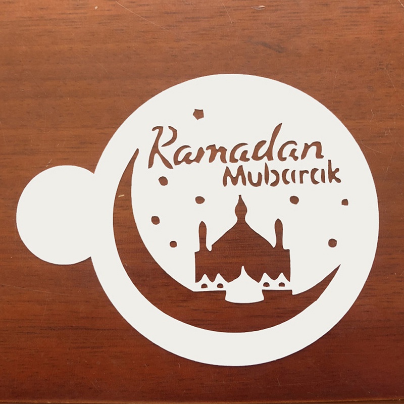 [takejoynew 0527] 3Pcs Eid Mubarak Ramadan Coffee Printing Template Spray Stencil DIY Drink Decor