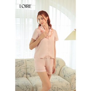 Bộ pijama lụa cổ phối voan tơ loirechic lpn19