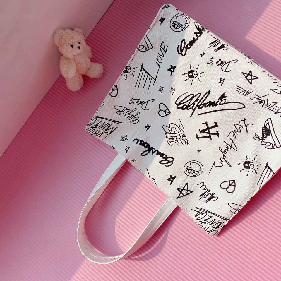 Túi Vải Canvas Mềm In Họa Tiết Phong Cách Harajuku Nhật Bản Cho Nữ
