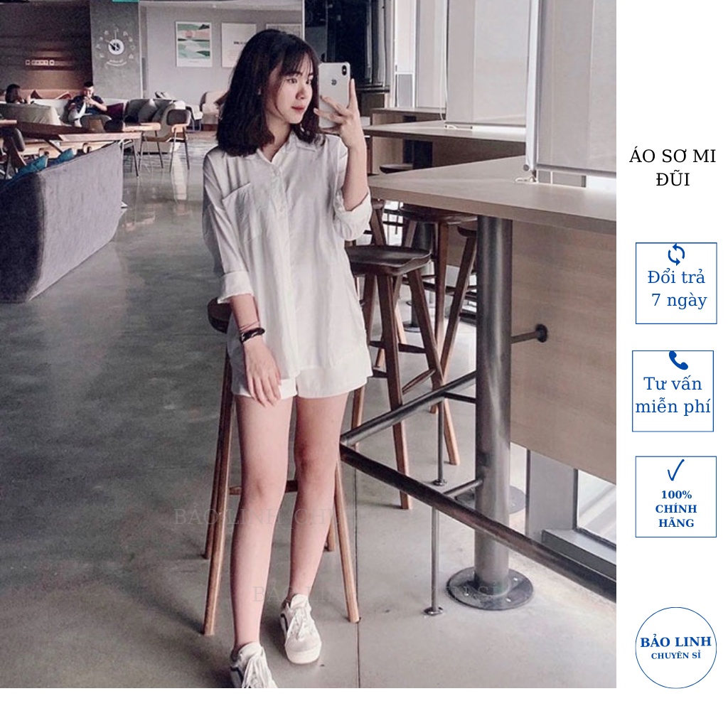 Áo Sơ Mi Học Sinh Dài Tay Form Rộng, Áo Trắng Nữ ulzzang vintage hàn quốc Đi Làm Đi Học
