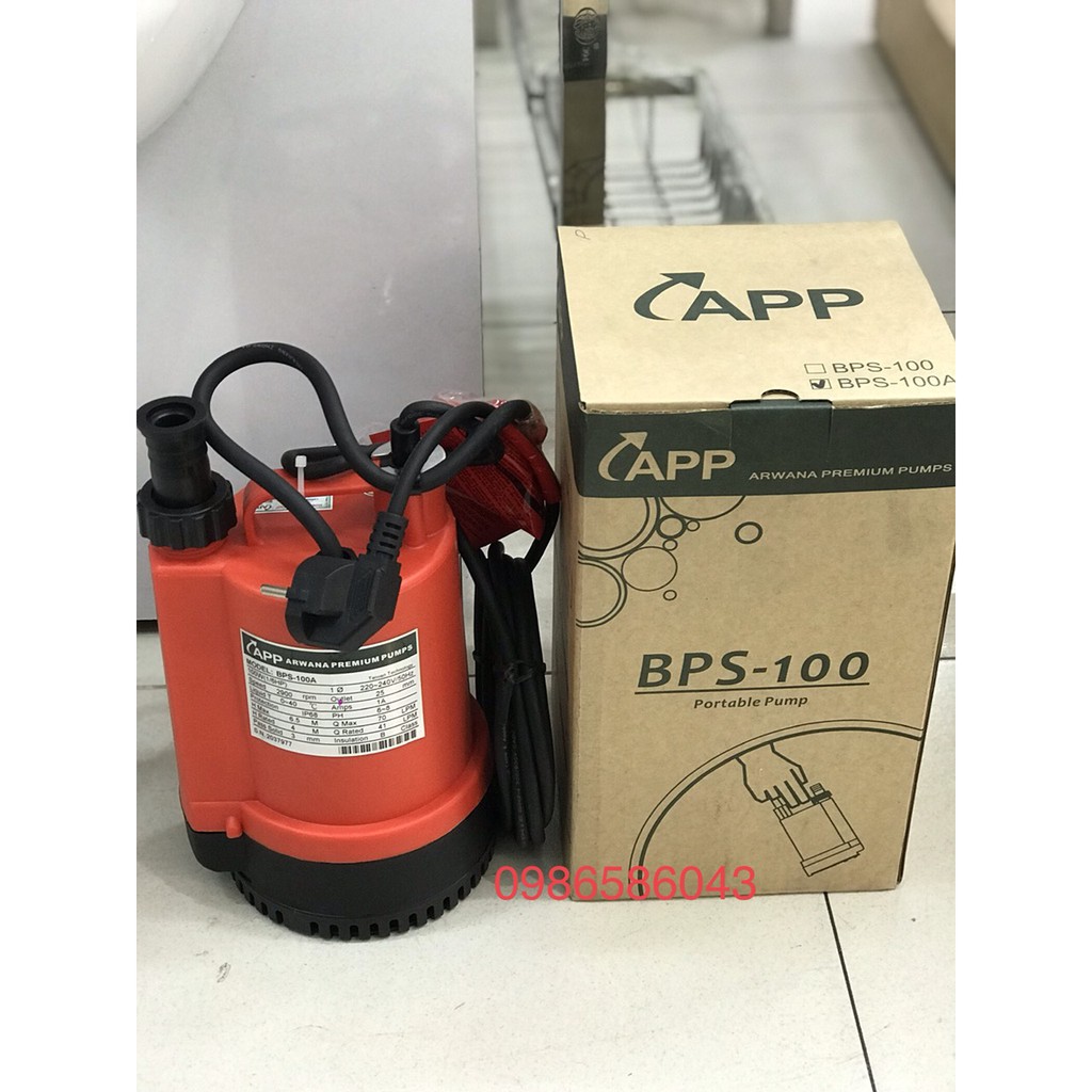 Máy bơm chìm hồ cá,hòn non bộ, thoát nước - APP - BPS-100A (có phao) - Made in Taiwan