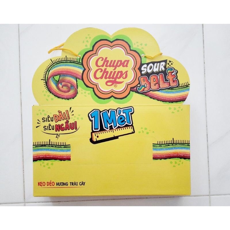 Hộp 12 Dây x 1m Kẹo Dẻo Chupa Chups Sour Belt 660gr