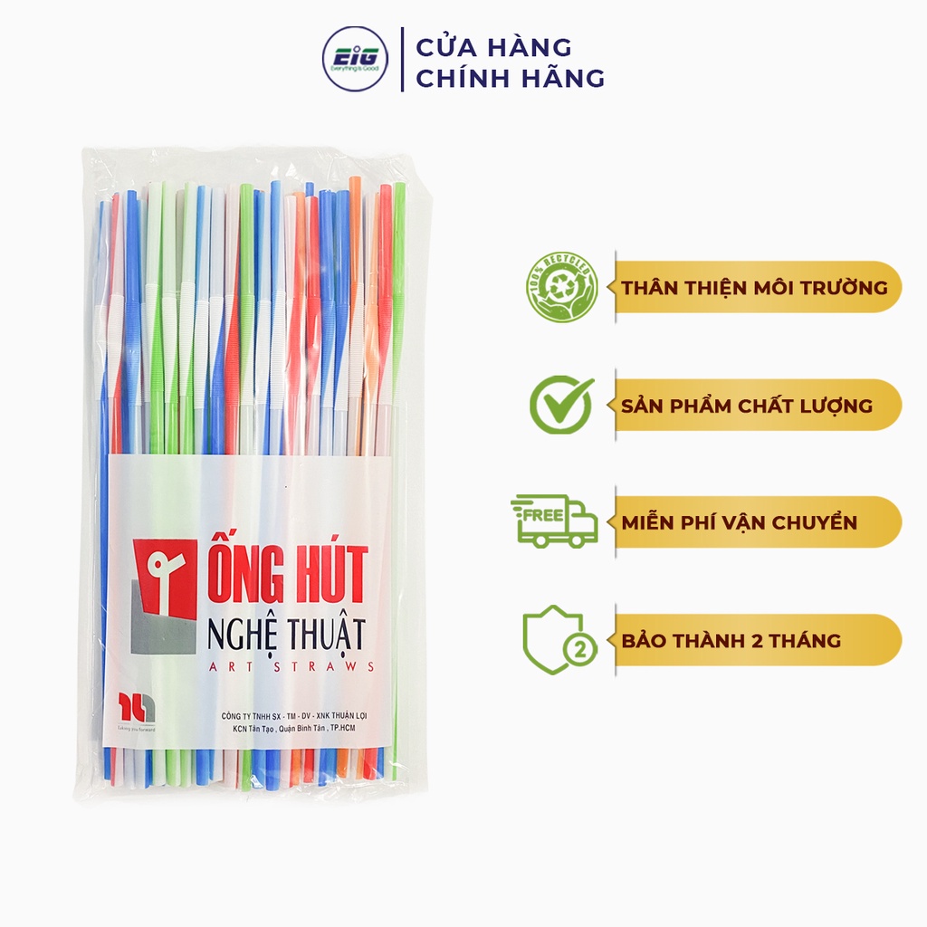 Bịch 50Gr Ống Hút Nhựa PP Cao Cấp EIG Nhiều Màu Sắc Sử Dụng 1 Lần Tiện Dụng