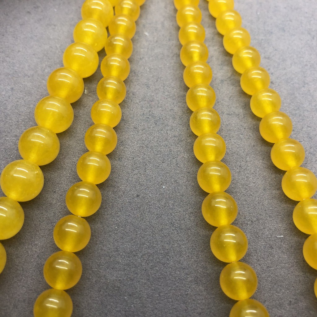 Chuỗi hạt đá Chalcedony tự nhiên màu vàng cỡ 4-12mm làm đồ trang sức thủ công