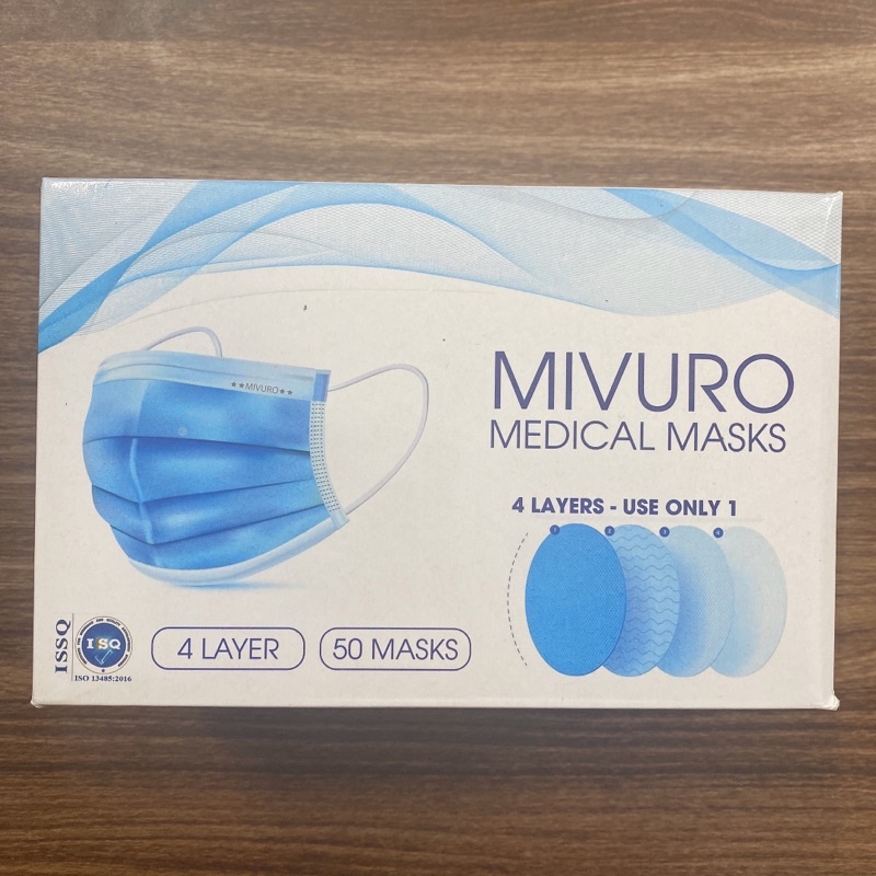 Khẩu trang y tế Mivuro 4 lớp - hộp 50 cái, không xơ, không xù