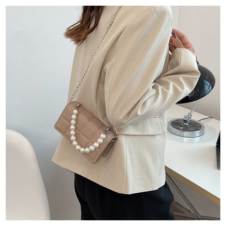 Túi đeo chéo Jasmin Noir họa tiết dập caro đính ngọc trai giả thời trang cho nữ