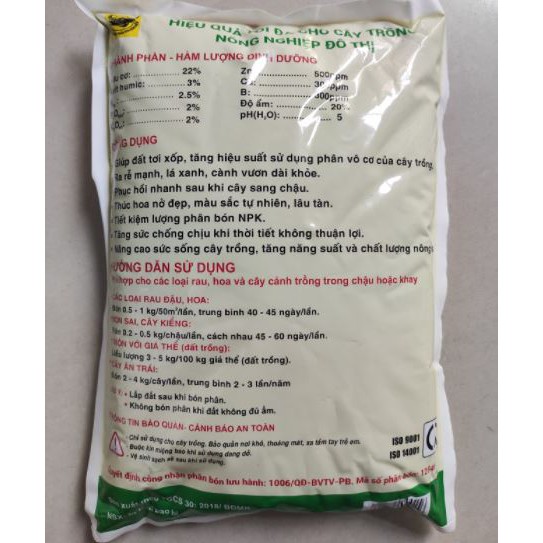 Phân hữu cơ sinh học đầu trâu BioGreen + F.Humic gói 2kg  dùng cho rau củ quả hoa - Trang Flowers