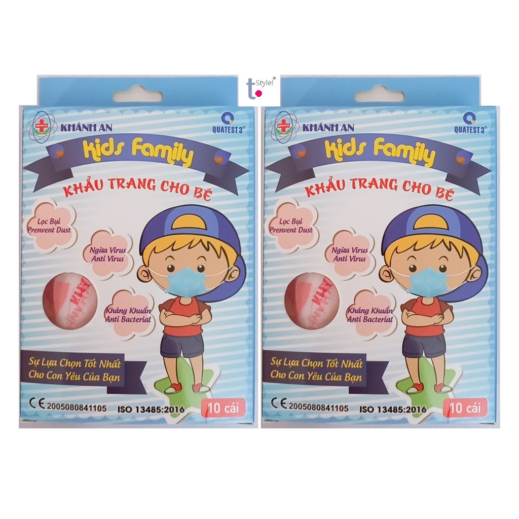 [Chính hãng] 1 hộp 10 cái khẩu trang cho bé dưới 5 tuổi thiết kế 3D 4 lớp vải SMS khang khuan, nhiều màu | BigBuy360 - bigbuy360.vn