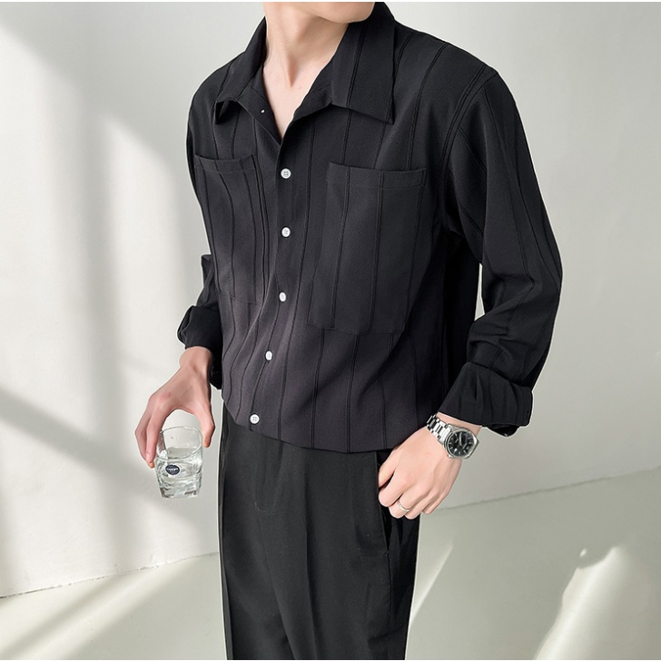 Áo Sơ Mi Tay Dài Họa Tiết Sọc Thời Trang Hàn Quốc Cho Nam