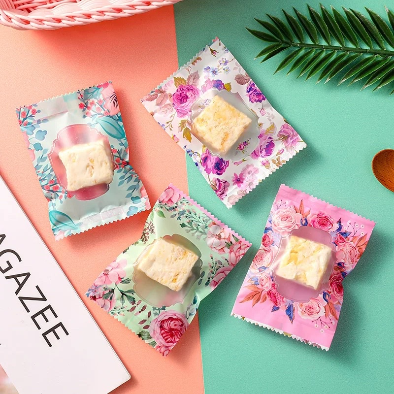 100 vỏ túi đựng bánh 7x10cm mẫu hoa mix 4 màu