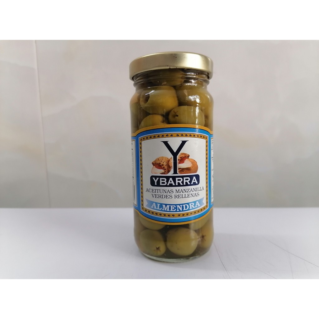 [240g – Hạnh nhân] Trái ô liu xanh nhồi [Spain] YBARRA Green Olives Stuffed with Almond (atu-hk)