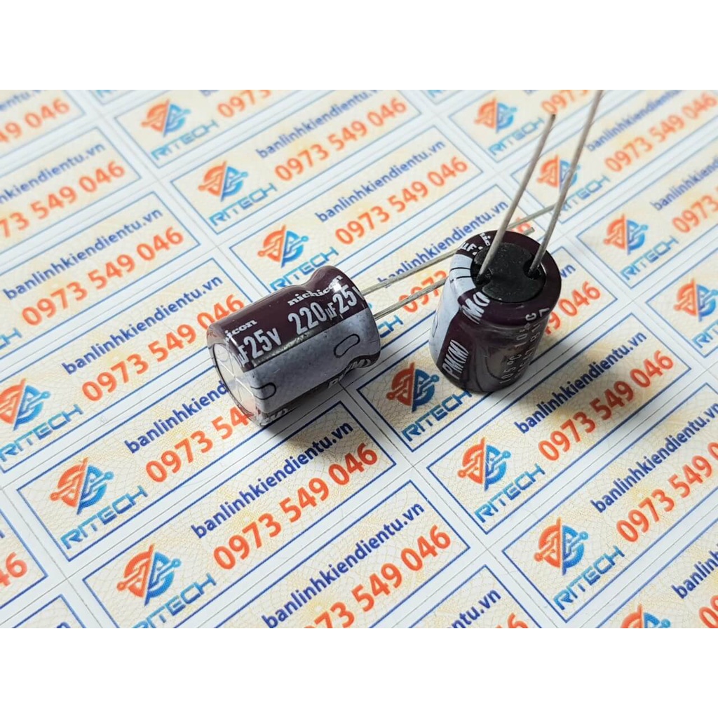 combo20 chiếc Tụ hóa nichicon 220uF 25V kích thước 10x15mm