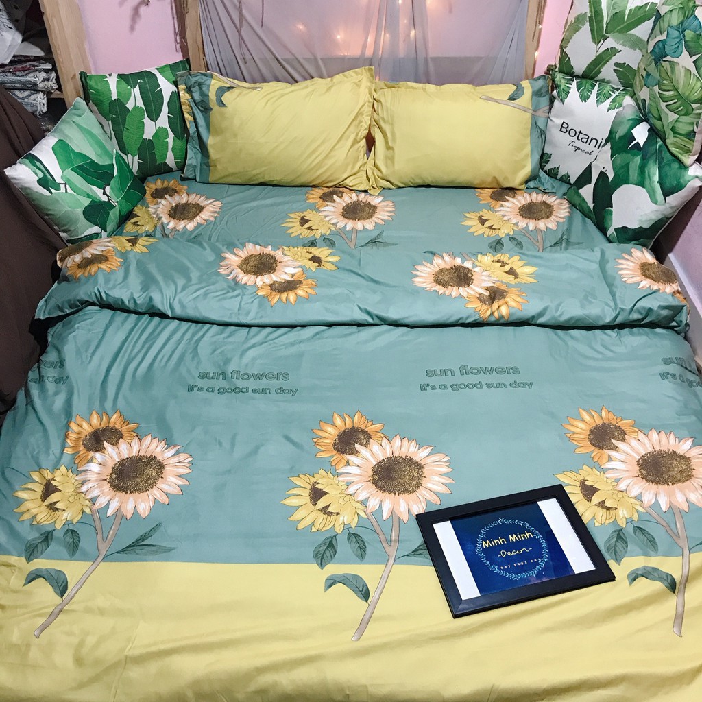 Thanh Lý Bộ Ga Gối Cotton Poly Mẫu HOA HƯỚNG DƯƠNG