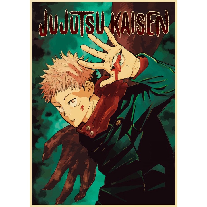 Poster Giấy kraft Treo Tường Trang Trí In Hình Nhân Vật anime Nhật Bản jujutsu kaisen