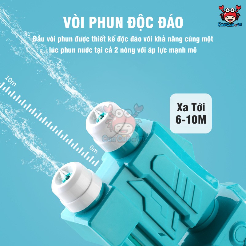 Súng Bắn Nước 2 Nòng Cỡ Lớn, Súng Nước 2 Vòi Áp Lực Loại To Bắn Xa - Đồ chơi trẻ em phun nước an toàn cho bé