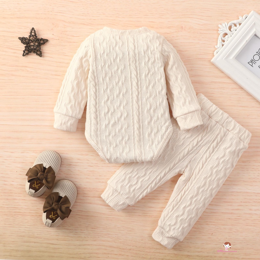 Set áo sweater tay dài cổ tròn phối quần dài dệt kim thời trang xinh xắn cho bé gái XZQ7