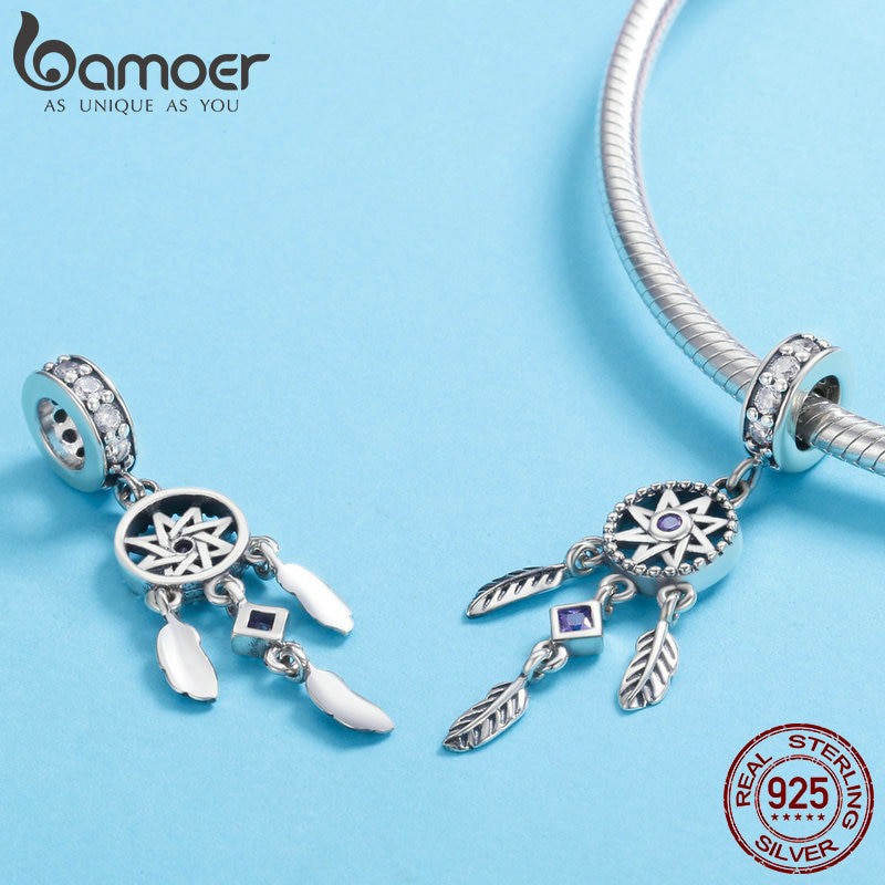 bạc hiphop Hạt Charm Bamoer SCC841 Bằng Bạc 925 Hình Dreamcatcher Sang Trọng