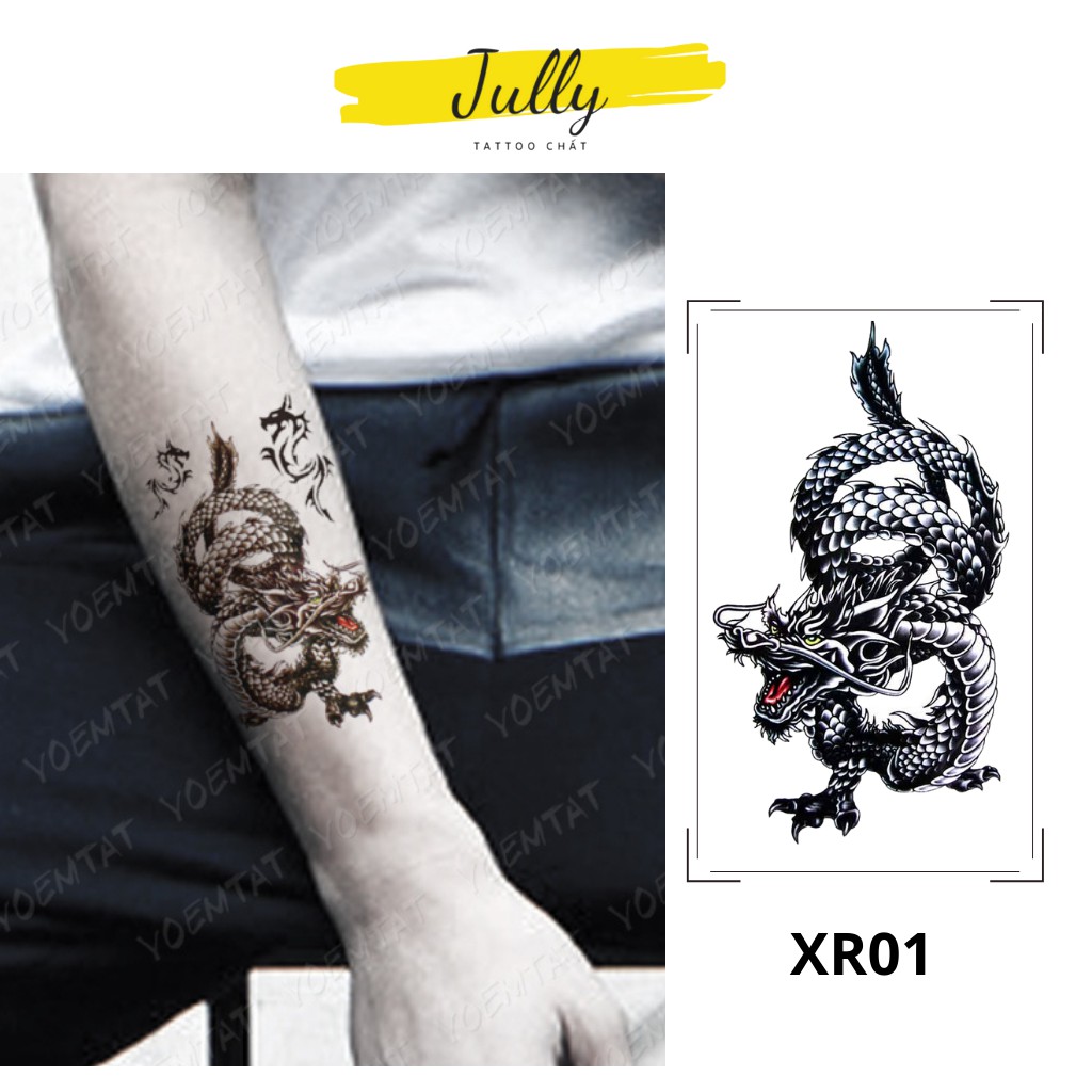 Hình xăm dán tạm thời mini rồng dragon cho nam, chống nước, an toàn, bền đẹp JULLY Tattoo chất