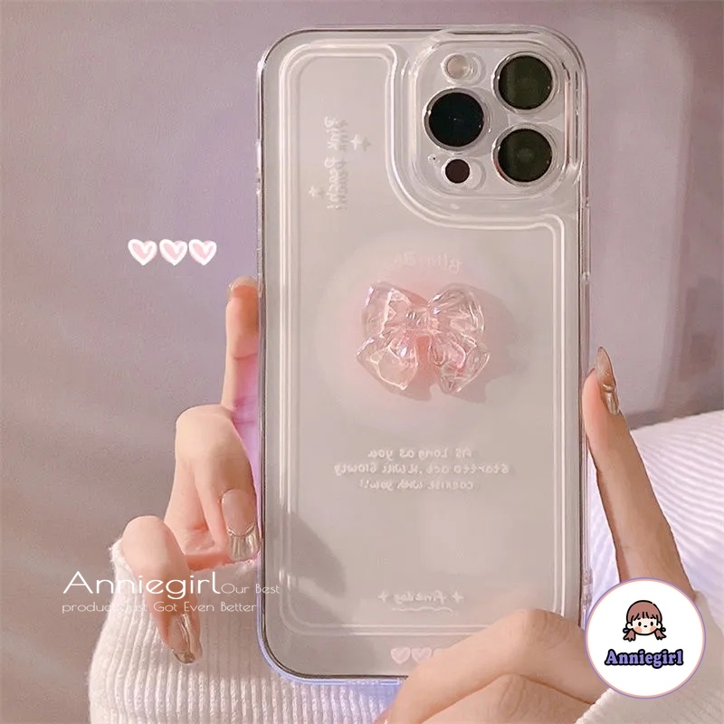 Ốp Điện Thoại TPU Mềm Siêu Mỏng Chống Sốc Đính Nơ 3D Cho IPhone 14 13 12 11 Pro Max X XR