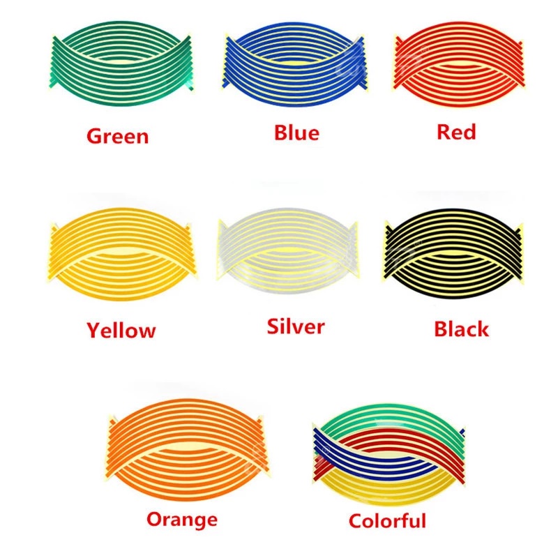 Set 16 Miếng Dán Vành Bánh Xe Trang Trí Phản Quang Tiện Dụng