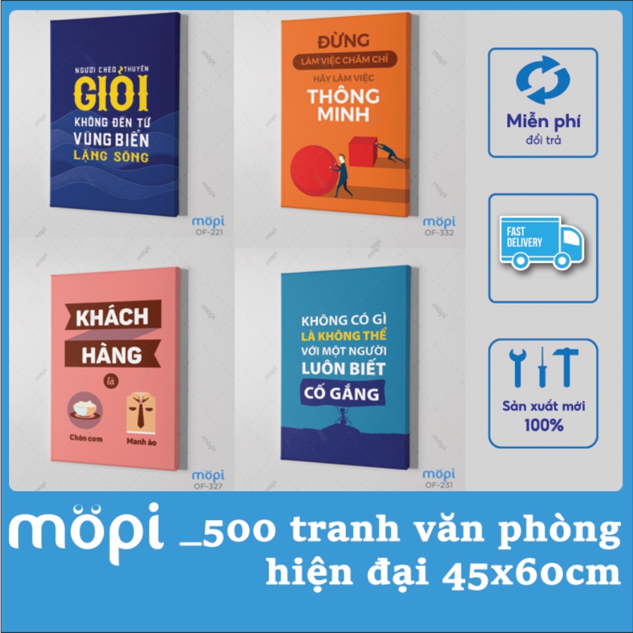 Tranh Canvas slogan tạo động lực treo tường trang trí Văn Phòng khung gỗ tự nhiên hot nhất Mopi phần 2 cỡ 45x60cm