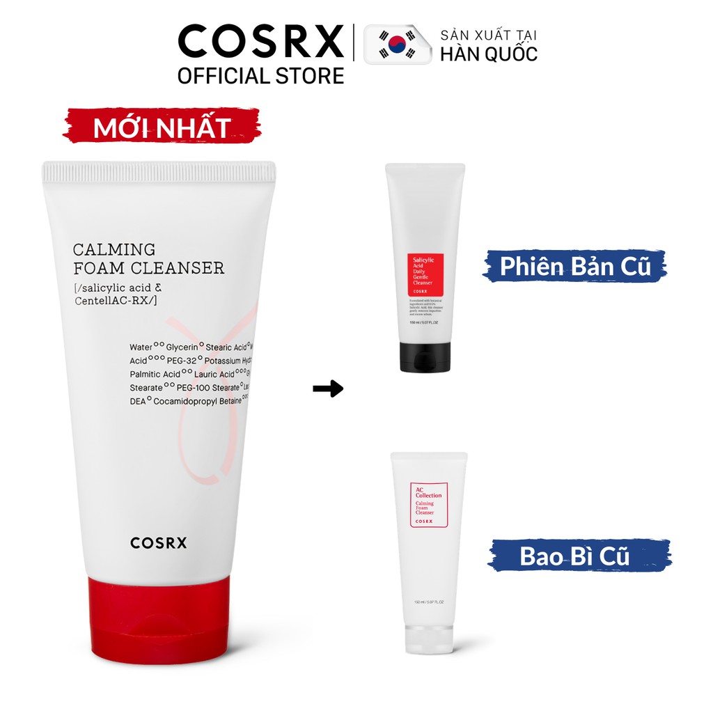 [Mã FMCGMALL - 8% đơn 250K] Sữa Rửa Mặt Tạo Bọt (Rau Má, 0.5% BHA) COSRX AC Collection Calming Foam Cleanser 150ml | BigBuy360 - bigbuy360.vn